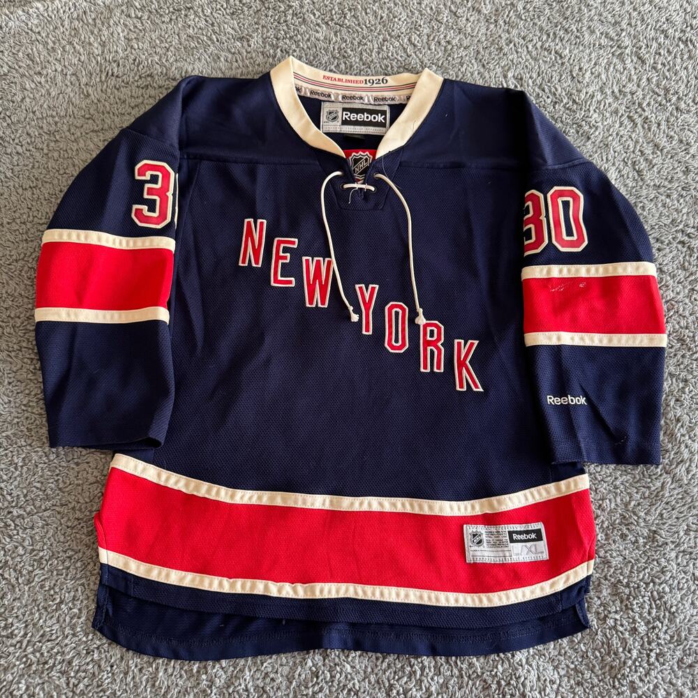 Reebok Henrik Lundqvist NHL New York Rangers 2014 AltBlue Youth Jersey #30 Xl